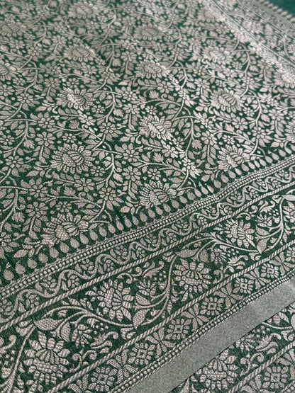 Pure Georgette Silk Banarasi Saree – Mehendi Green