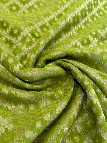 Pure Georgette Silk Banarasi Saree – Mehendi Green