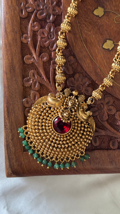 Antique Gold-Plated Temple Necklace Set