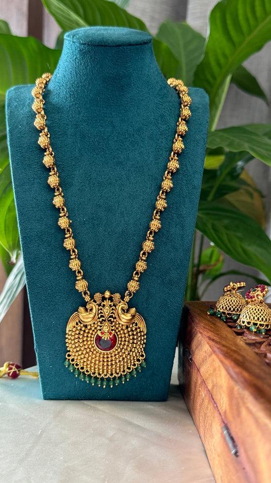 Antique Gold-Plated Temple Necklace Set