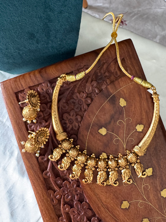 Antique Elephant Choker Neckpiece with Jhumka