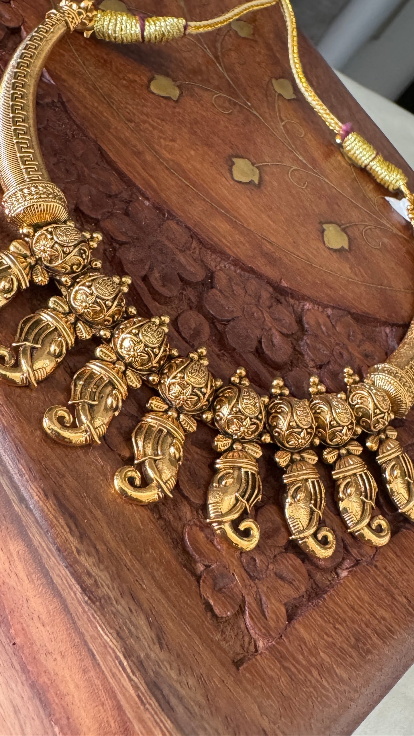 Antique Elephant Choker Neckpiece with Jhumka