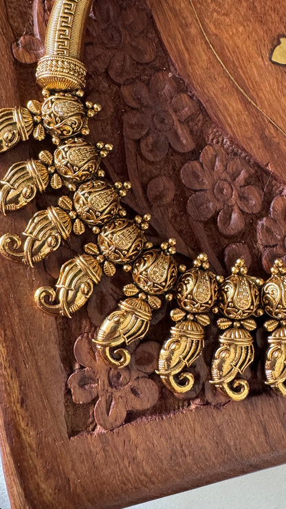 Antique Elephant Choker Neckpiece with Jhumka