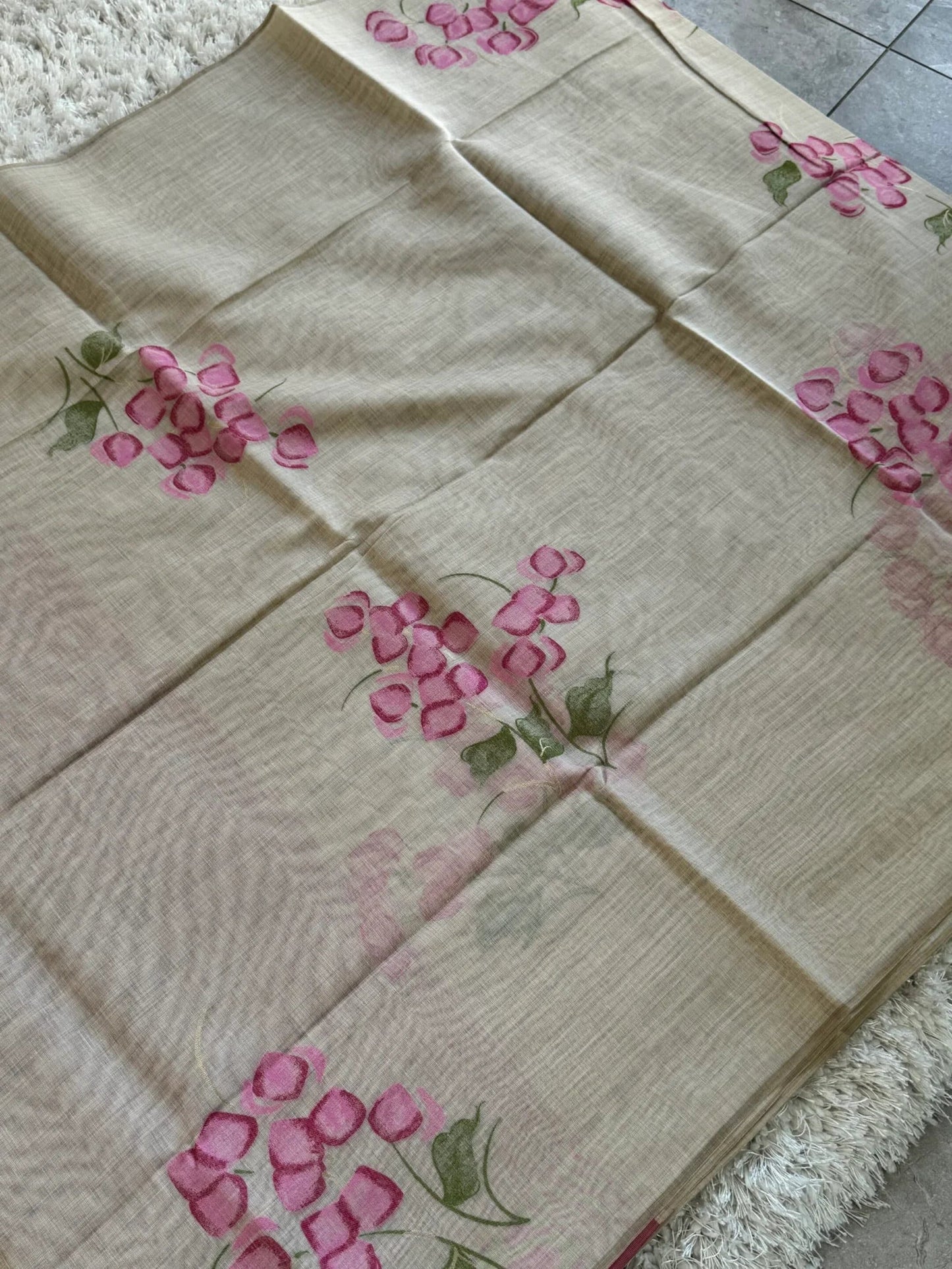 Pure Khaddi soft cotton silk borderless saree