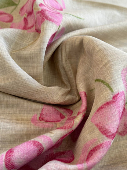 Pure Khaddi soft cotton silk borderless saree
