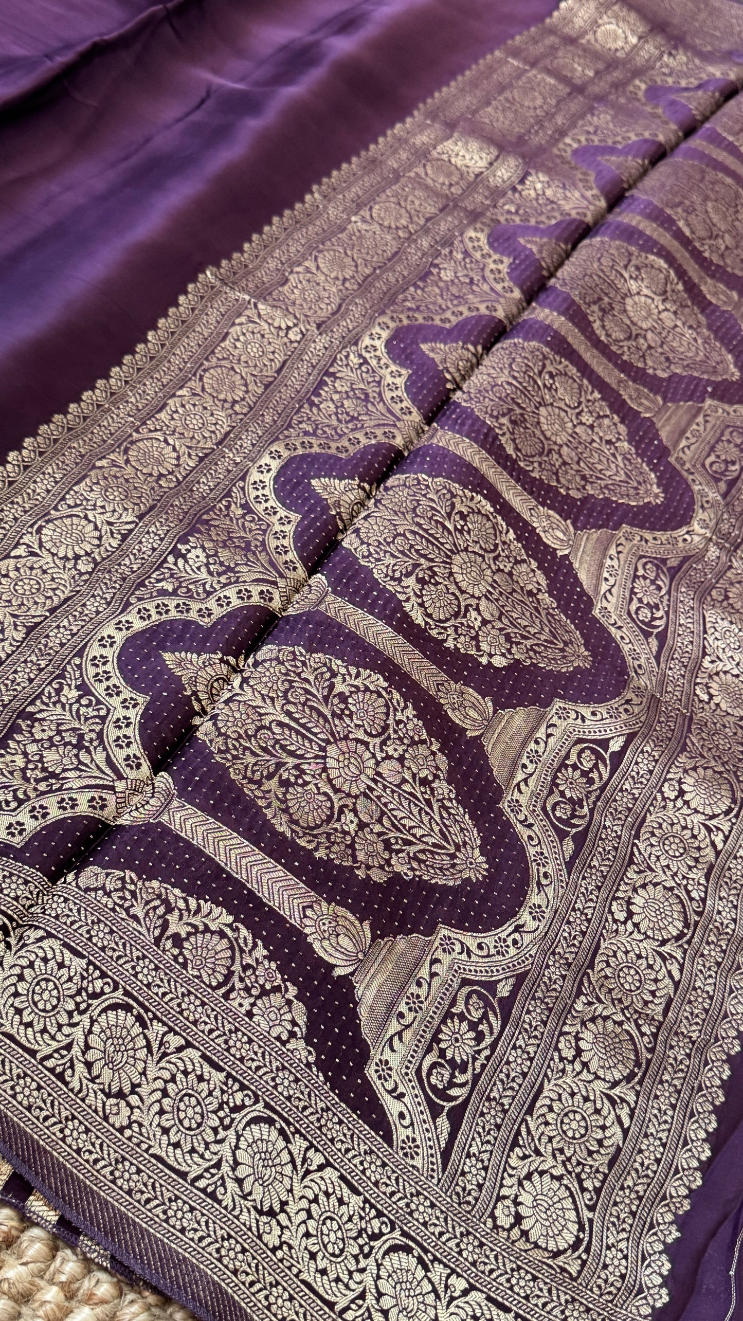 Pure Satin Silk Banarasi Saree in Deep Purple Shade
