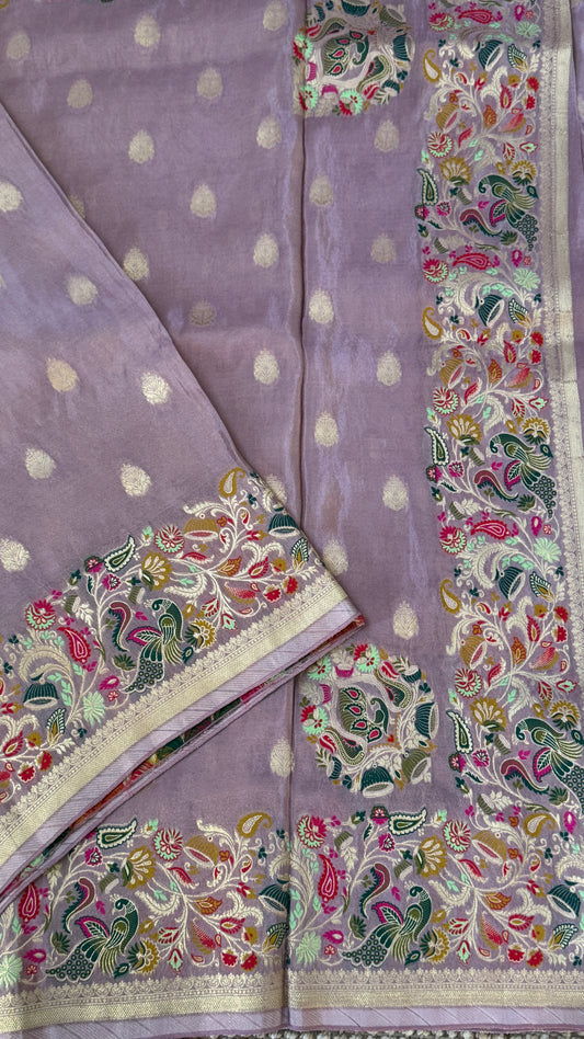 Soft Tissue Silk Saree – Elegant Light Pink with Intricate Weaving