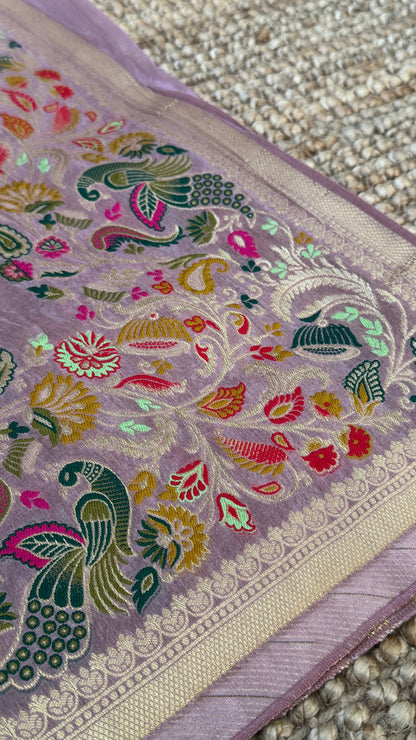 Soft Tissue Silk Saree – Elegant Light Pink with Intricate Weaving