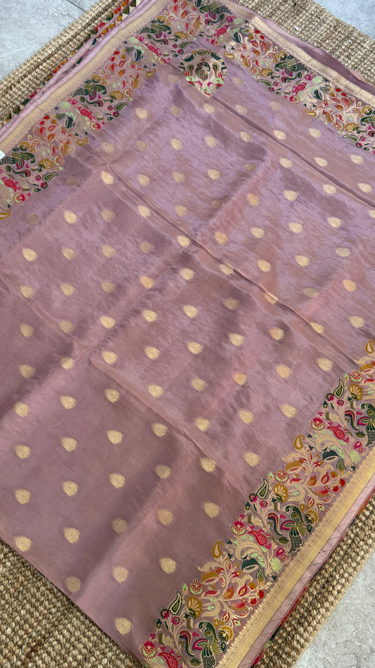 Soft Tissue Silk Saree – Elegant Light Pink with Intricate Weaving