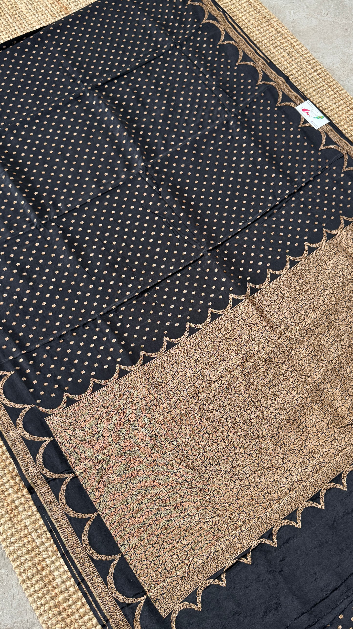 Pure Khaddi Georgette Crepe Silk Banarasi Saree – Black