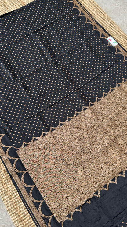 Pure Khaddi Georgette Crepe Silk Banarasi Saree – Black