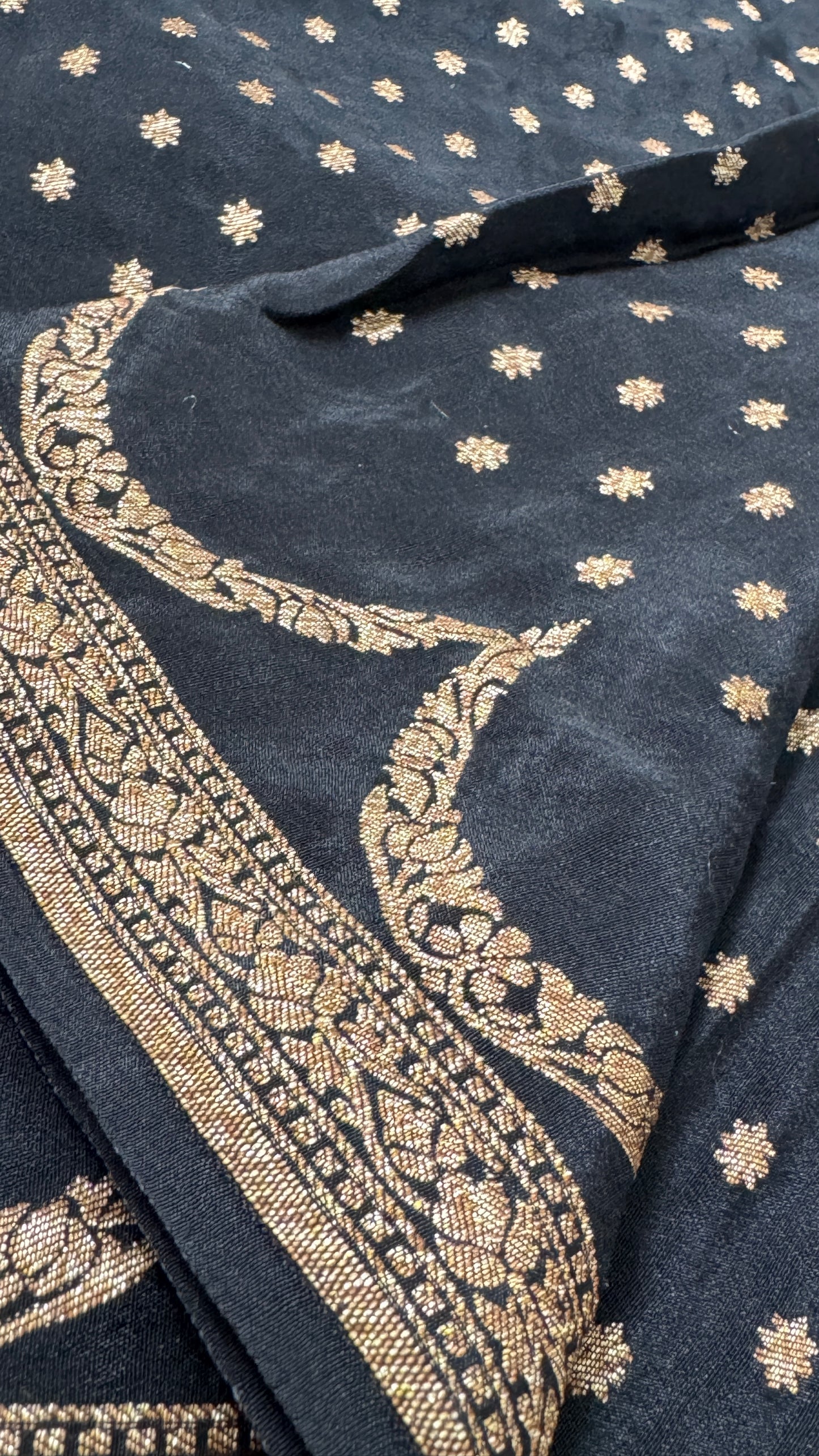 Pure Khaddi Georgette Crepe Silk Banarasi Saree – Black