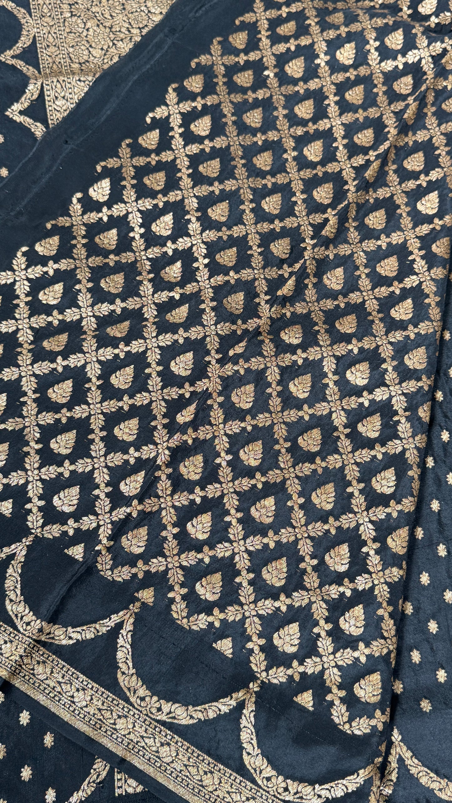 Pure Khaddi Georgette Crepe Silk Banarasi Saree – Black