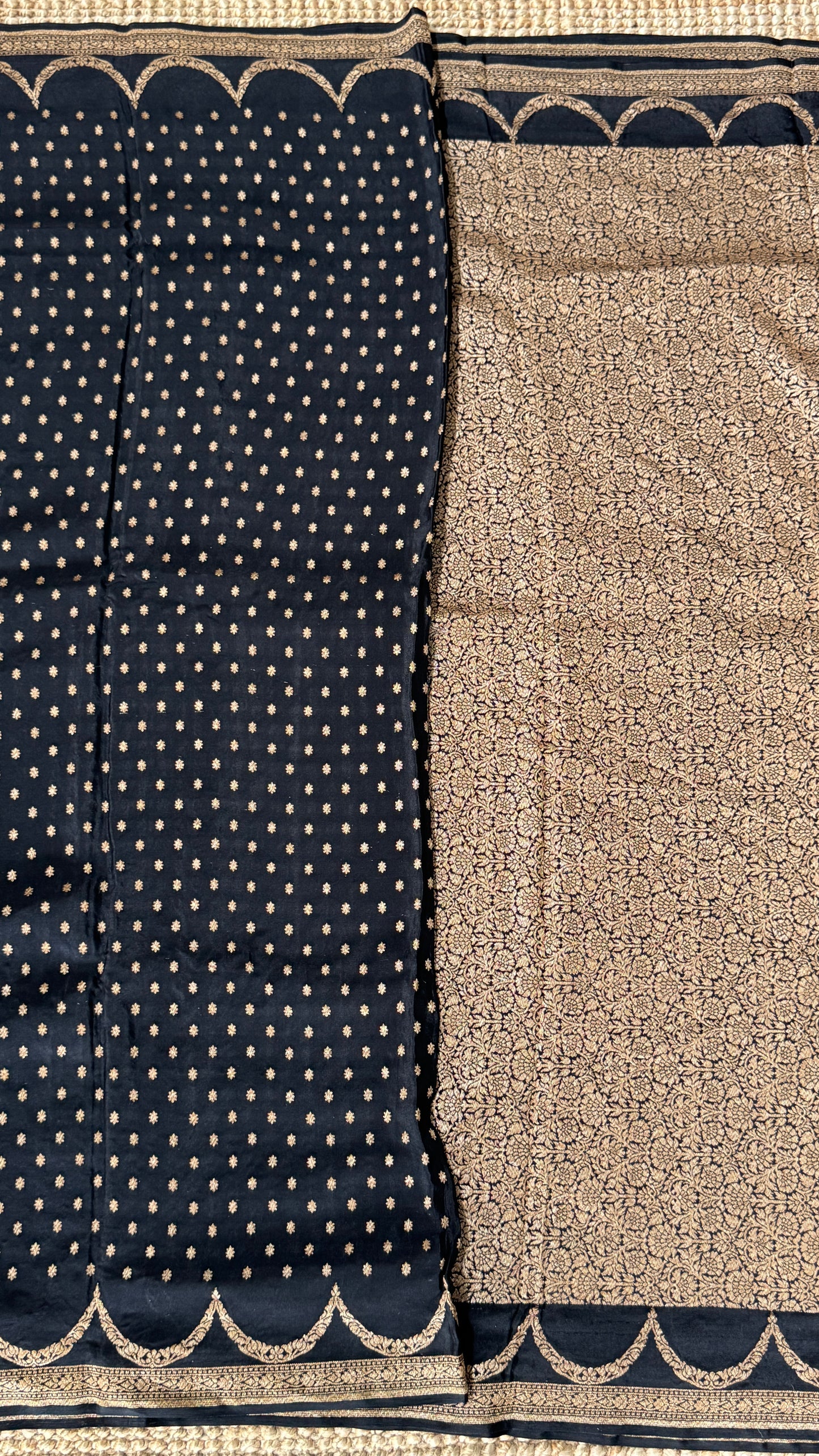 Pure Khaddi Georgette Crepe Silk Banarasi Saree – Black