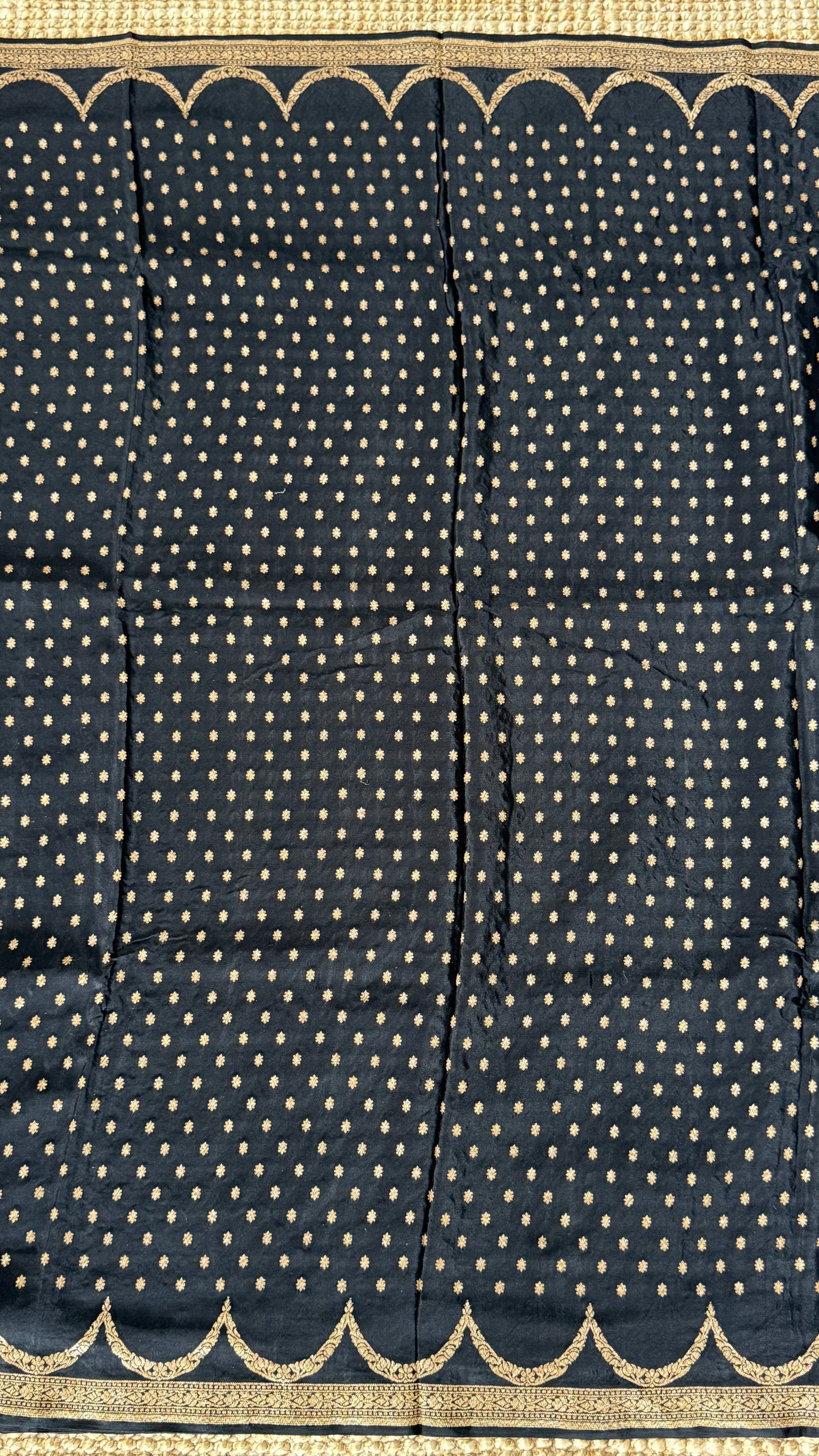 Pure Khaddi Georgette Crepe Silk Banarasi Saree – Black