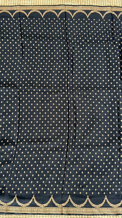 Pure Khaddi Georgette Crepe Silk Banarasi Saree – Black