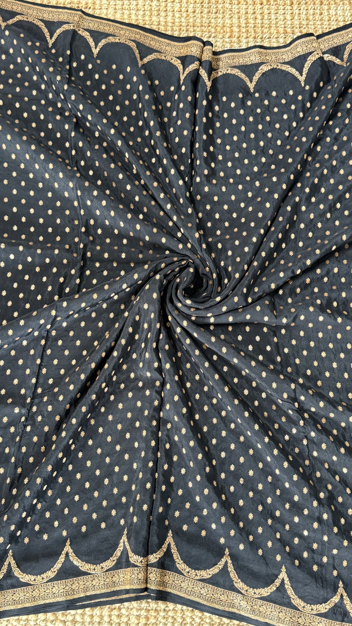 Pure Khaddi Georgette Crepe Silk Banarasi Saree – Black