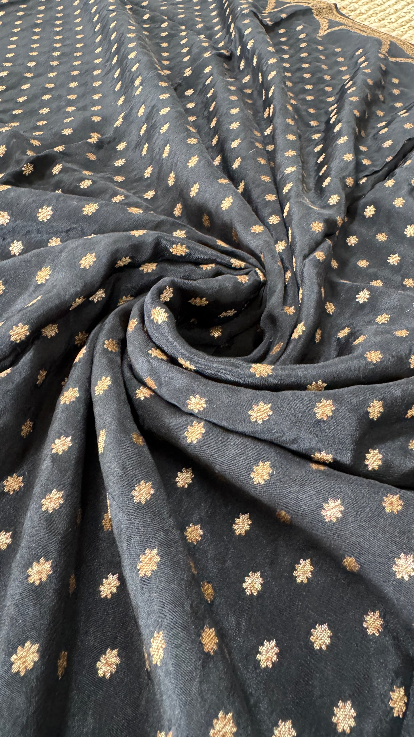 Pure Khaddi Georgette Crepe Silk Banarasi Saree – Black