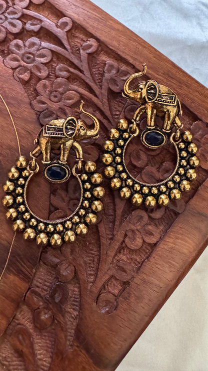 Gorgeous Designer Elephant Earring Set - Blue