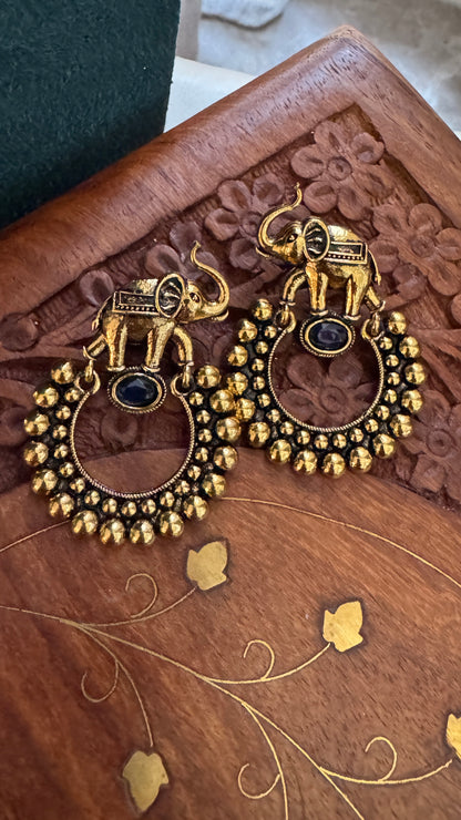 Gorgeous Designer Elephant Earring Set - Blue