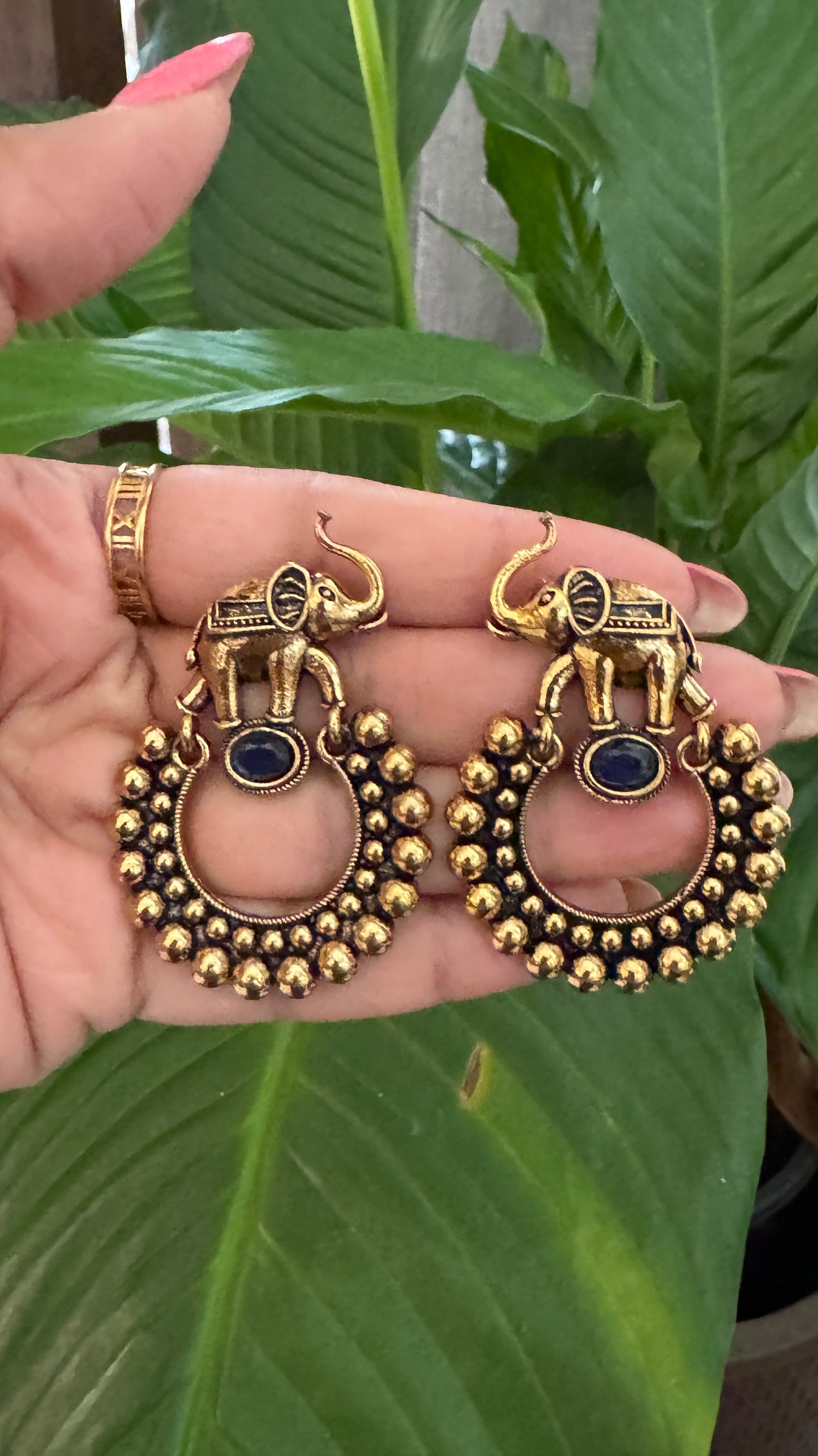 Gorgeous Designer Elephant Earring Set - Blue