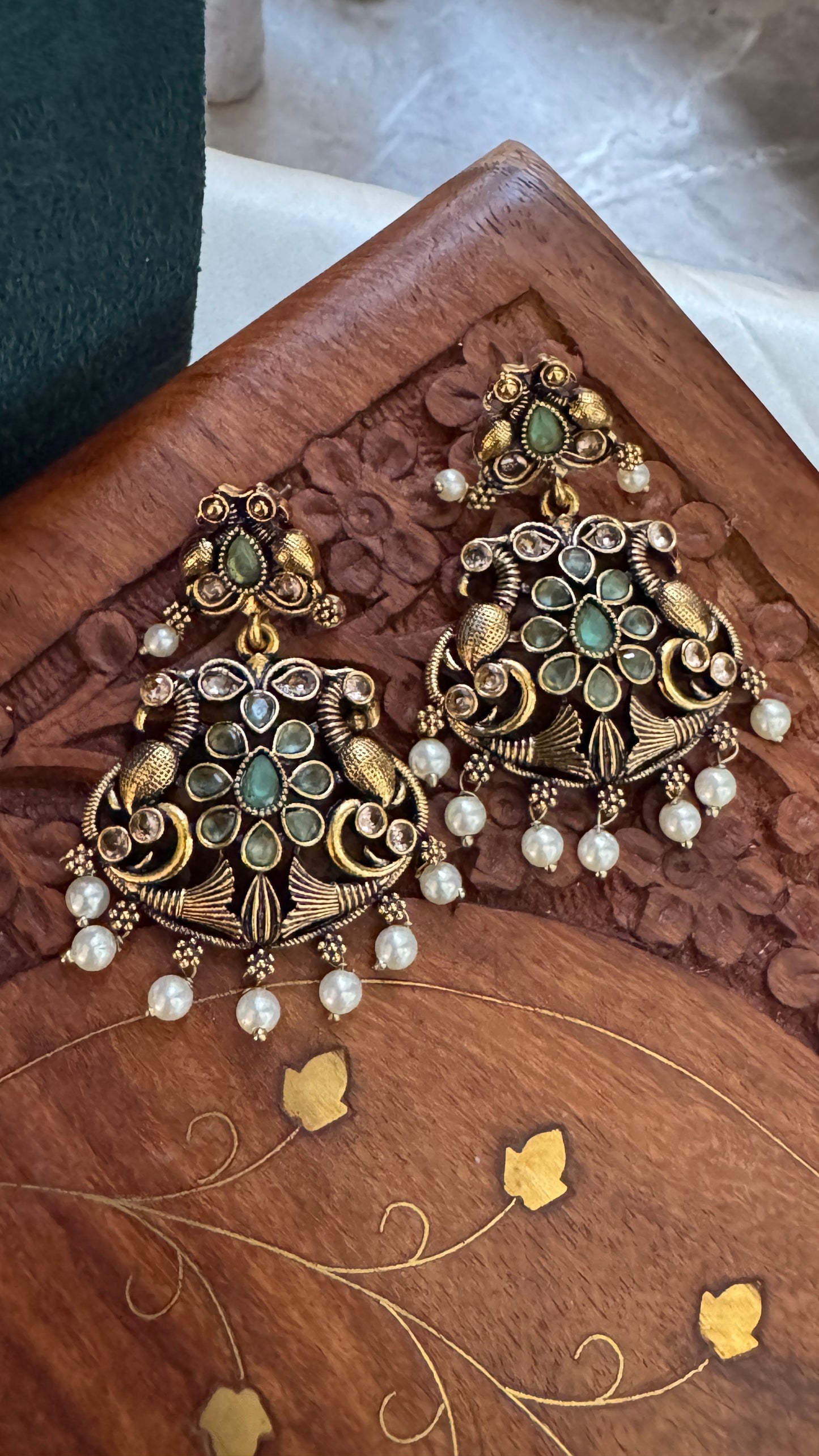 Gorgeous Designer Hangings Set - Mint Green Stone