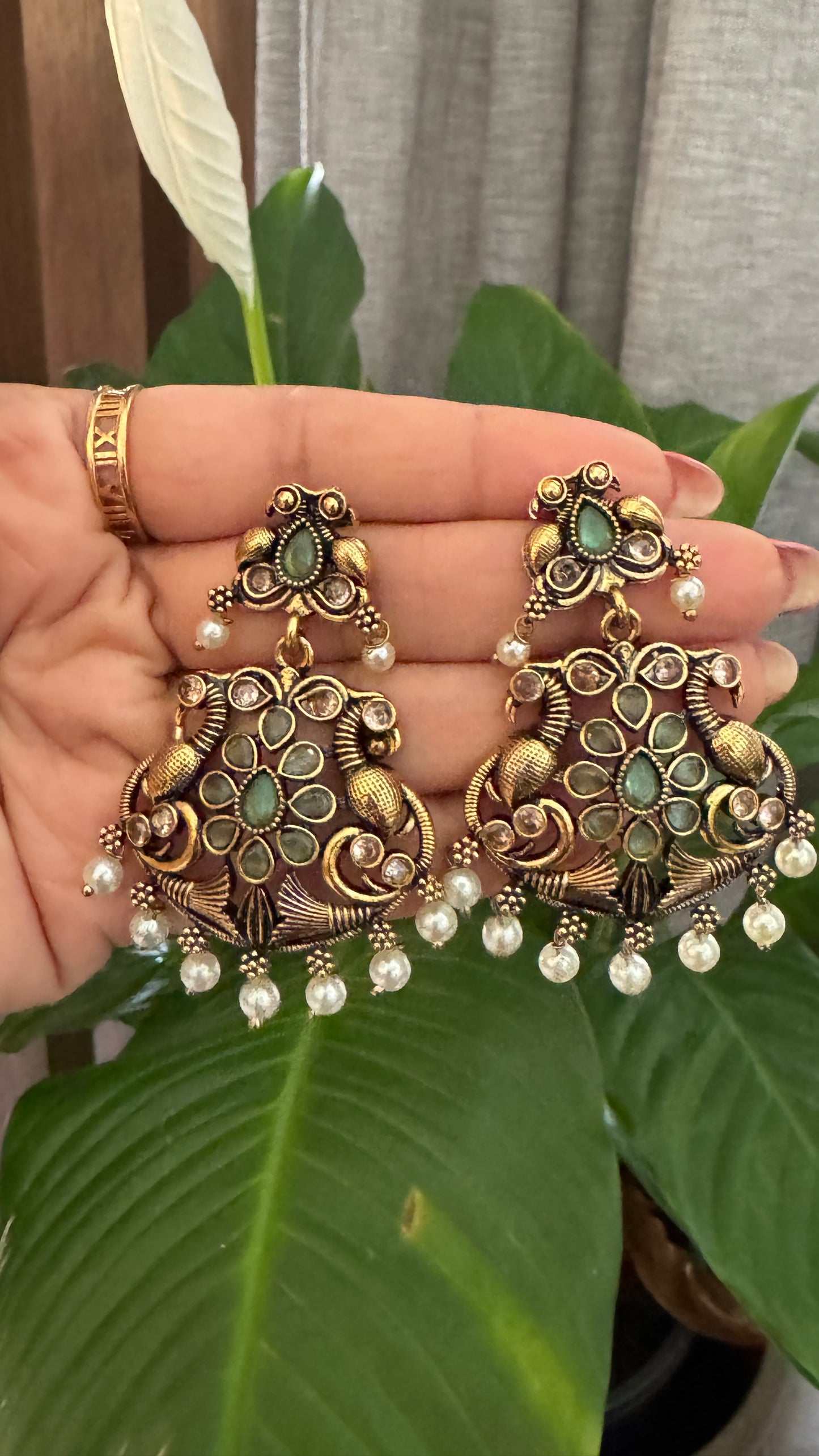 Gorgeous Designer Hangings Set - Mint Green Stone