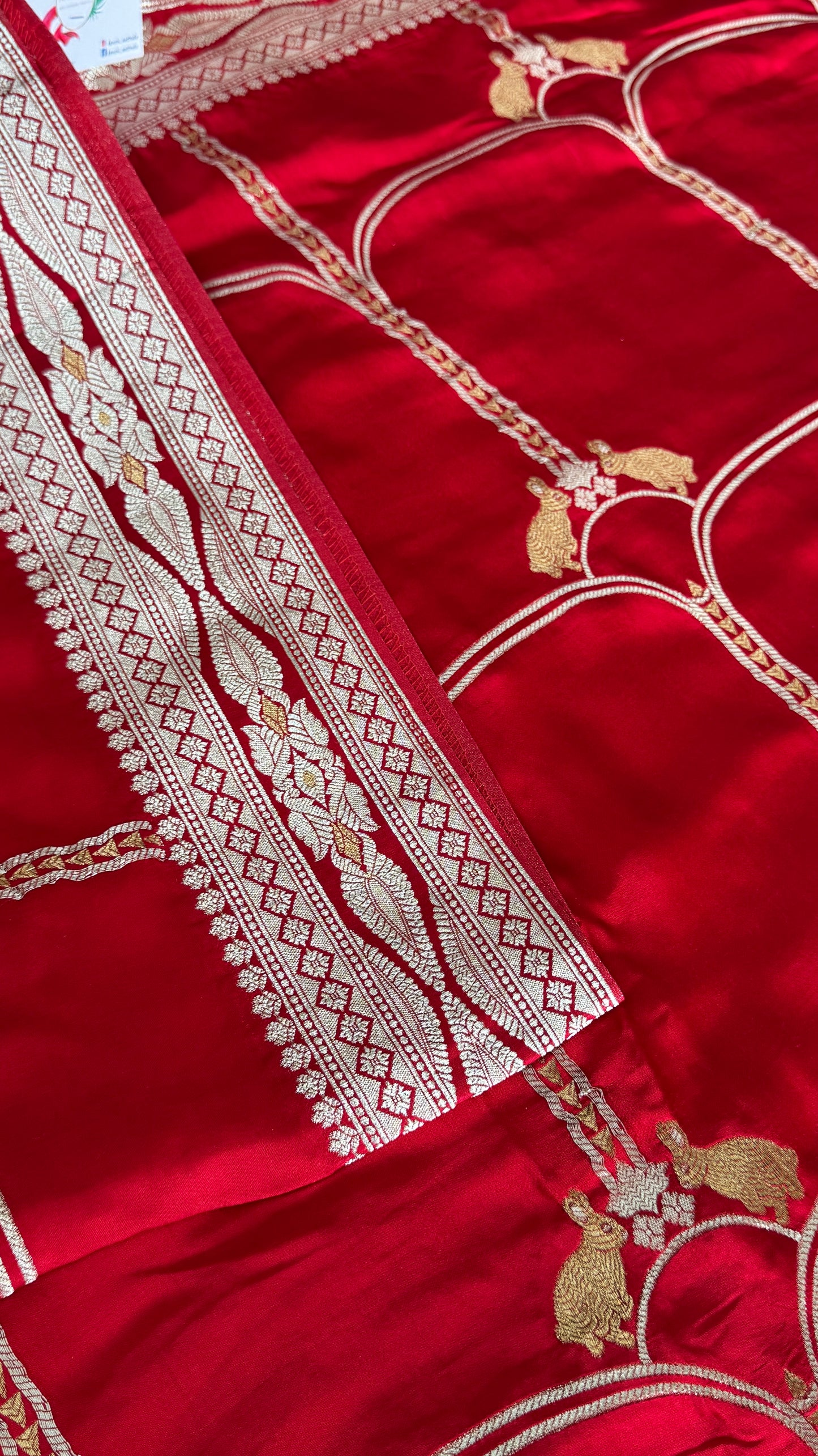 Pure Mashru Satin Silk Banarasi Saree in Crimson Red