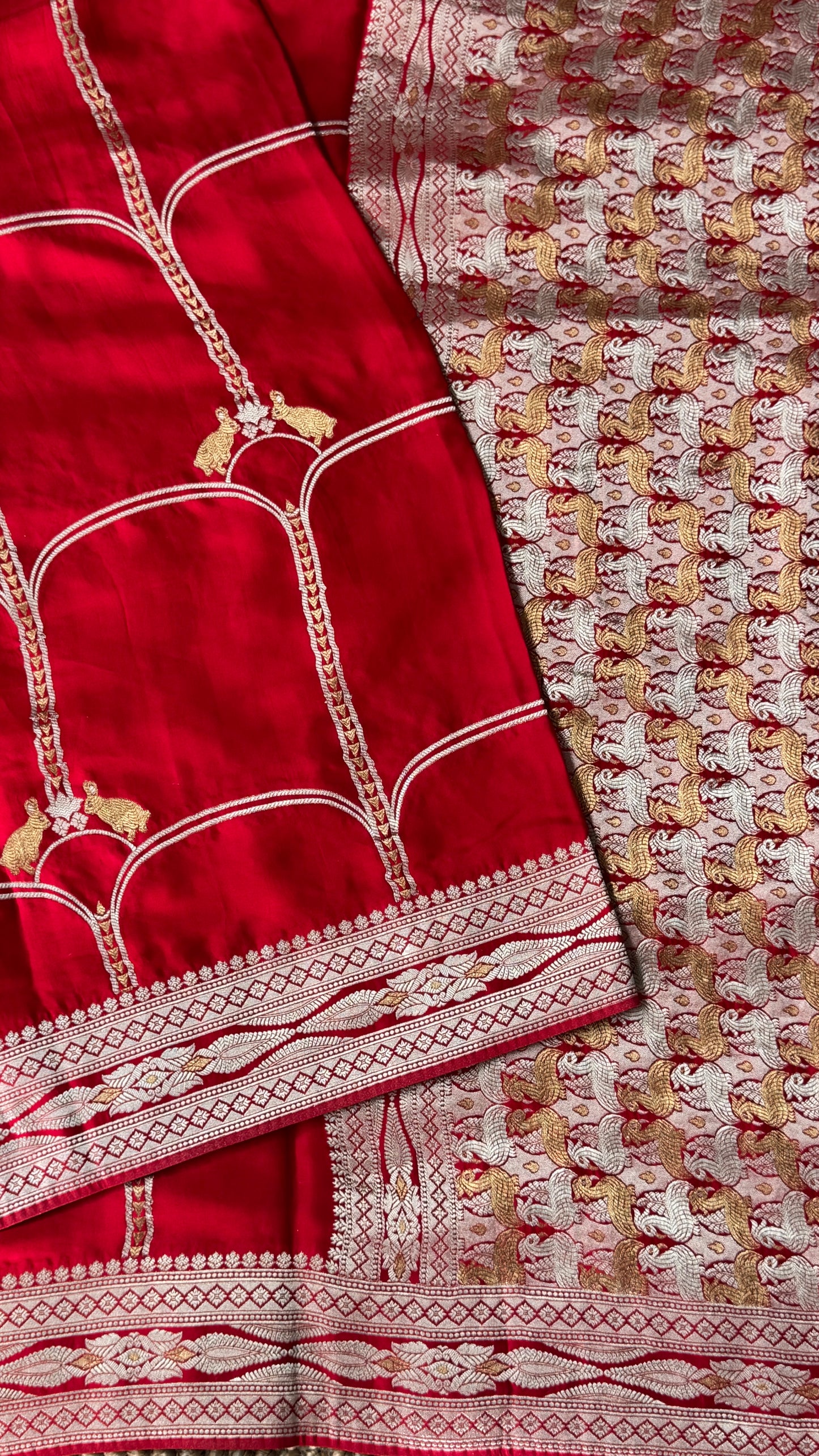 Pure Mashru Satin Silk Banarasi Saree in Crimson Red