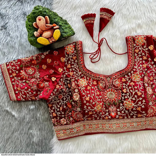 HEAVY HANDMADE BLOUSE – VELVET – RED
