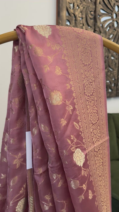 Mashru Viscose Silk Banarasi Sarees - Mauve