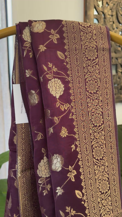Mashru Viscose Silk Banarasi Sarees - Wine
