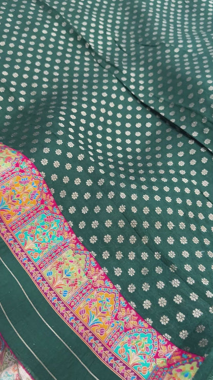 A Kashmiri Pashmina Banarasi Handwoven Storytelling Sarees - Pink