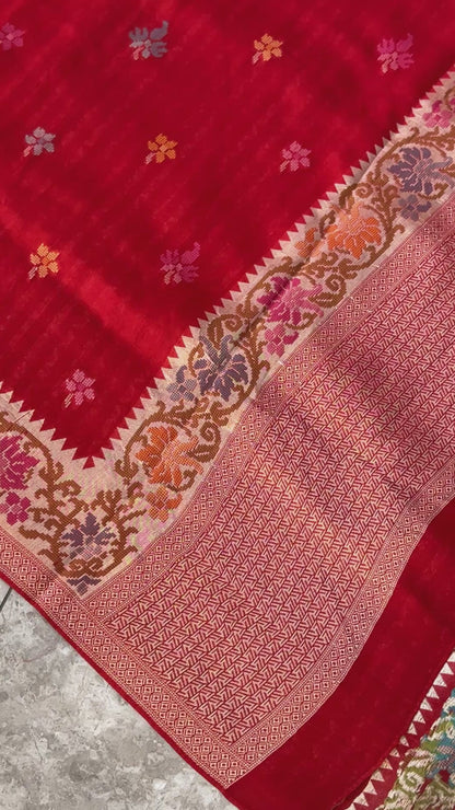 Tussar Raw Silk Handloom – Red