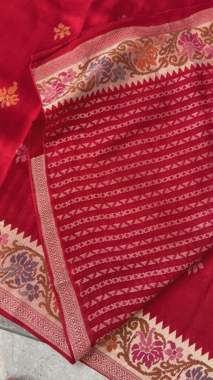 Tussar Raw Silk Handloom – Red