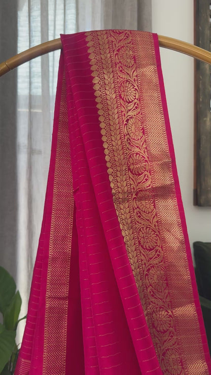 Pure Crepe silk saree – Hot Pink