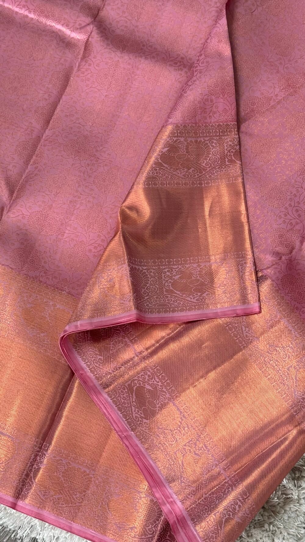 KANJIVARAM PURE SILK SAREE - Fully Brocade Saree in Light Pink - Image 7