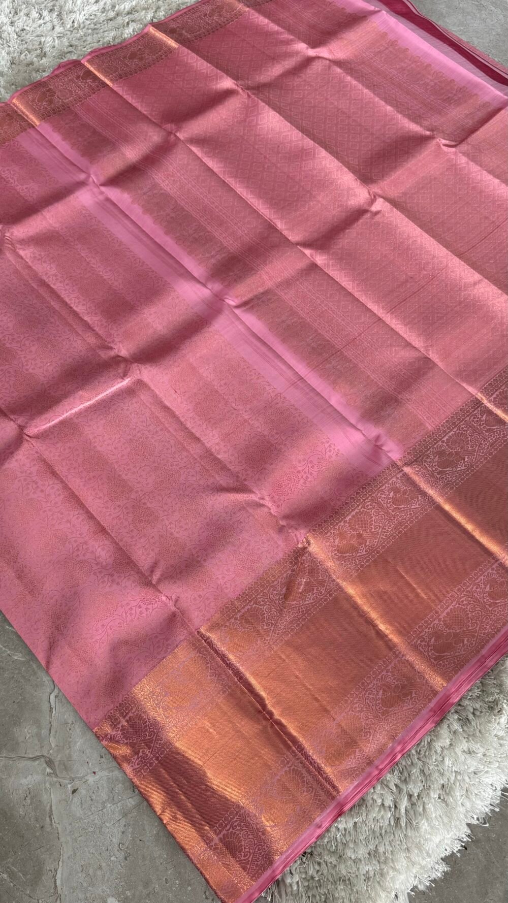 KANJIVARAM PURE SILK SAREE - Fully Brocade Saree in Light Pink - Image 5