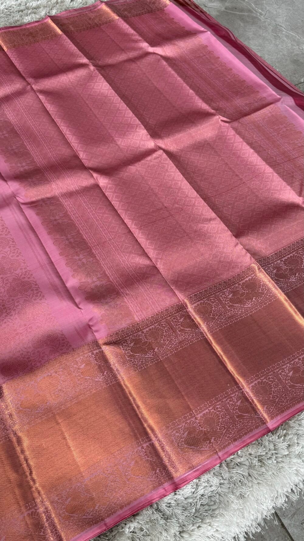 KANJIVARAM PURE SILK SAREE - Fully Brocade Saree in Light Pink - Image 4