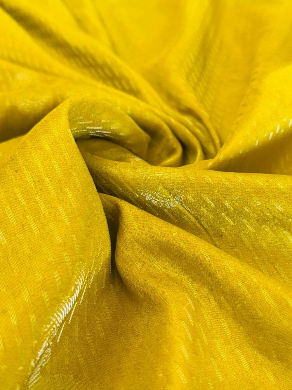 Georgette Silk Banarasi Saree - Yellow and Blue - Image 3