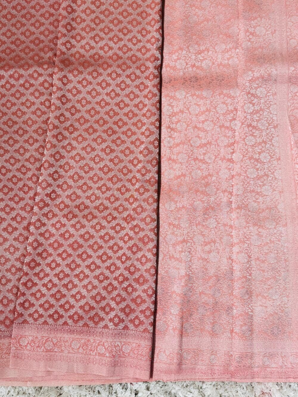 Pure Georgette Silk Banarasi Saree - Peach