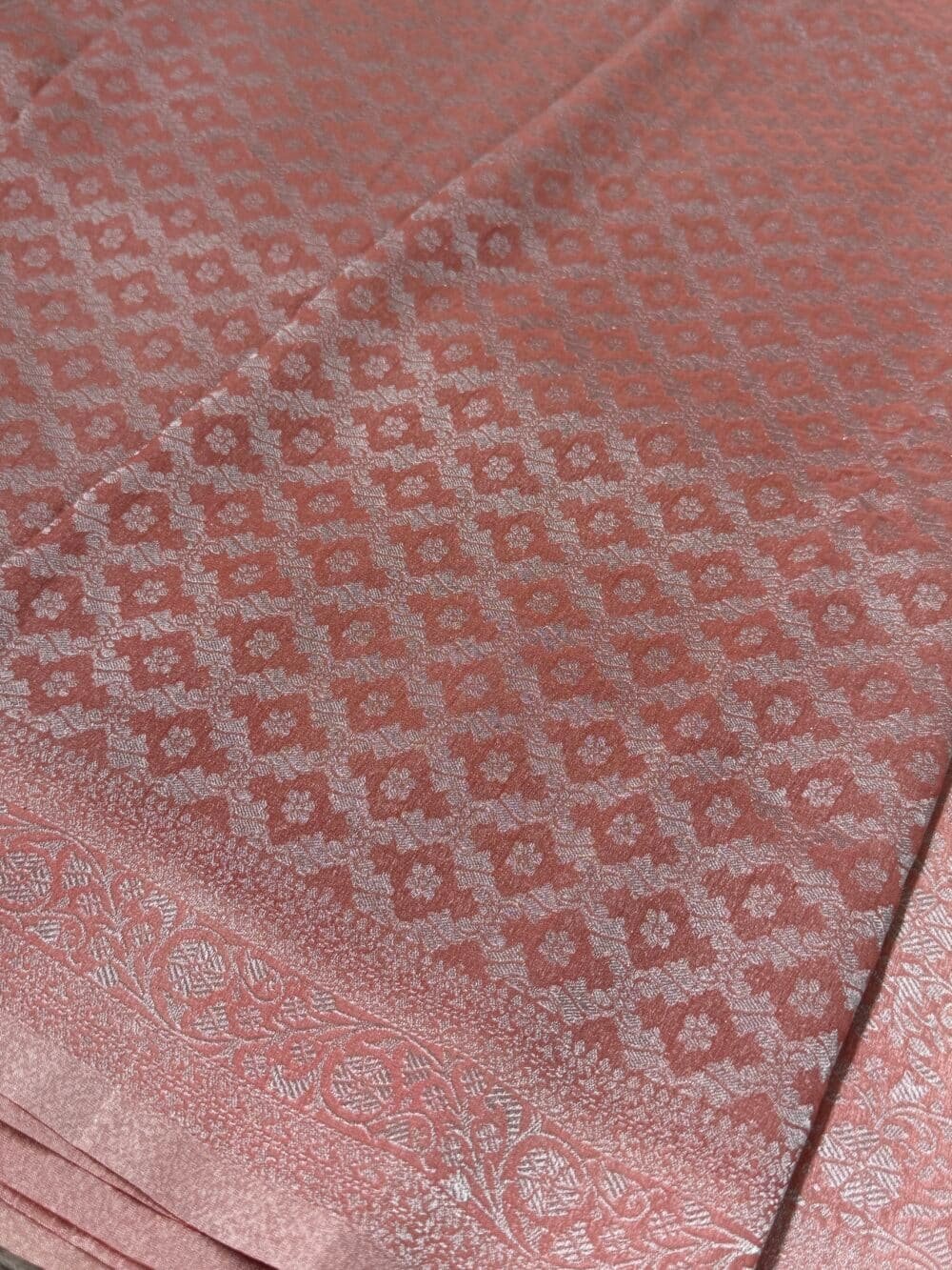 Pure Georgette Silk Banarasi Saree - Peach - Image 6