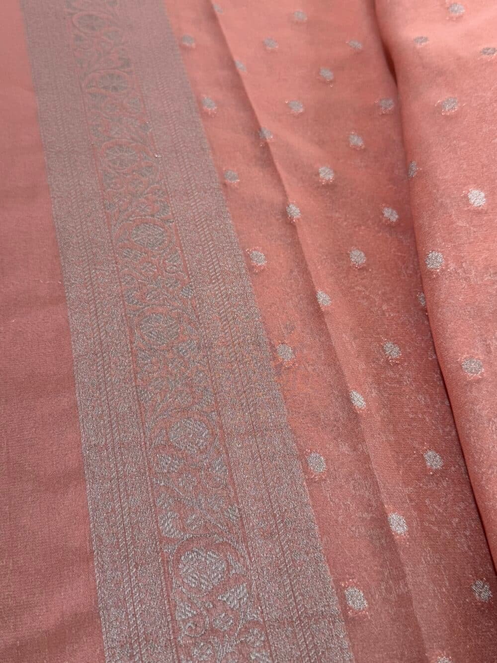 Pure Georgette Silk Banarasi Saree - Peach - Image 8