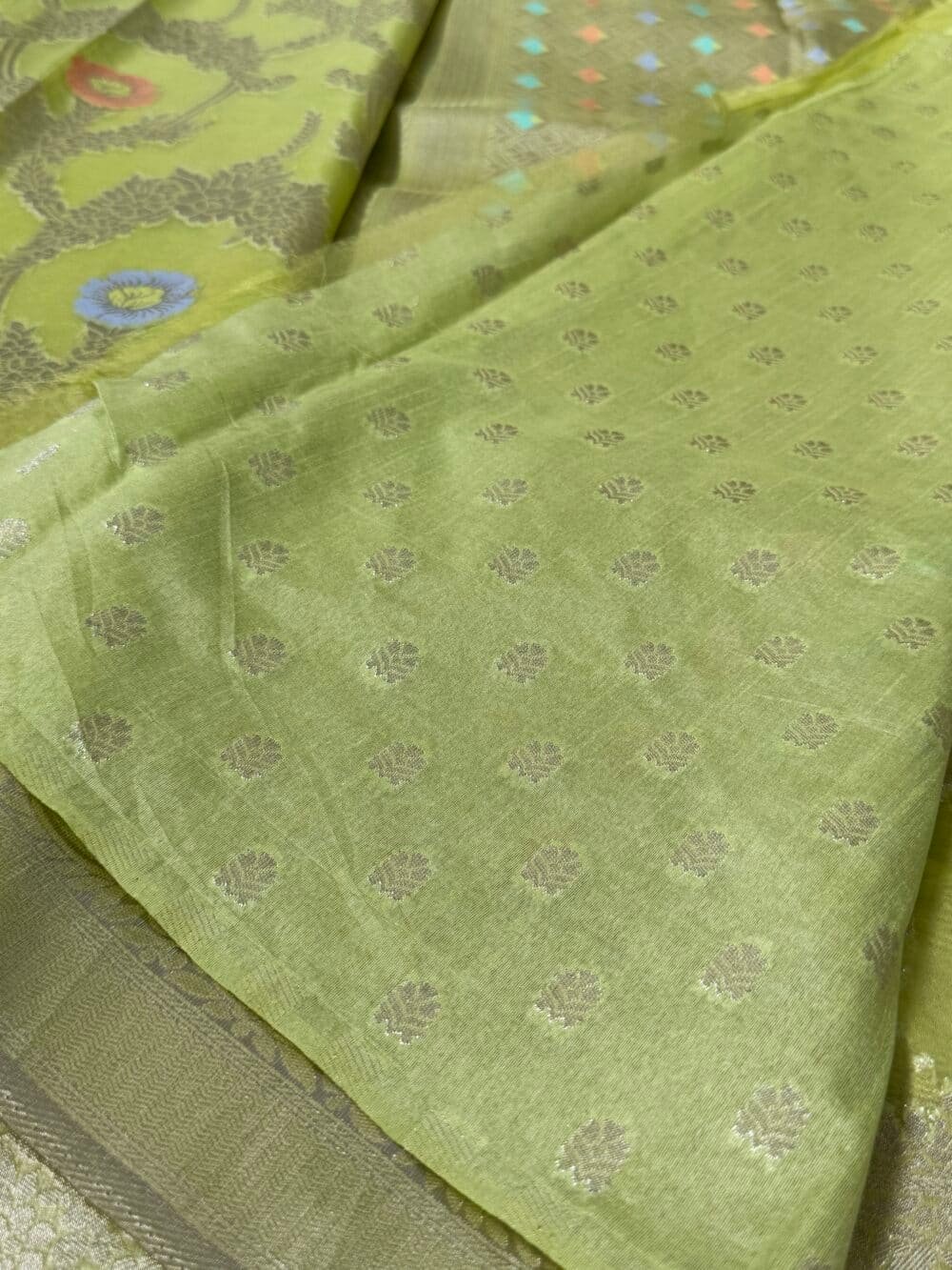 Pure Organza Silk Saree - Green - Image 11