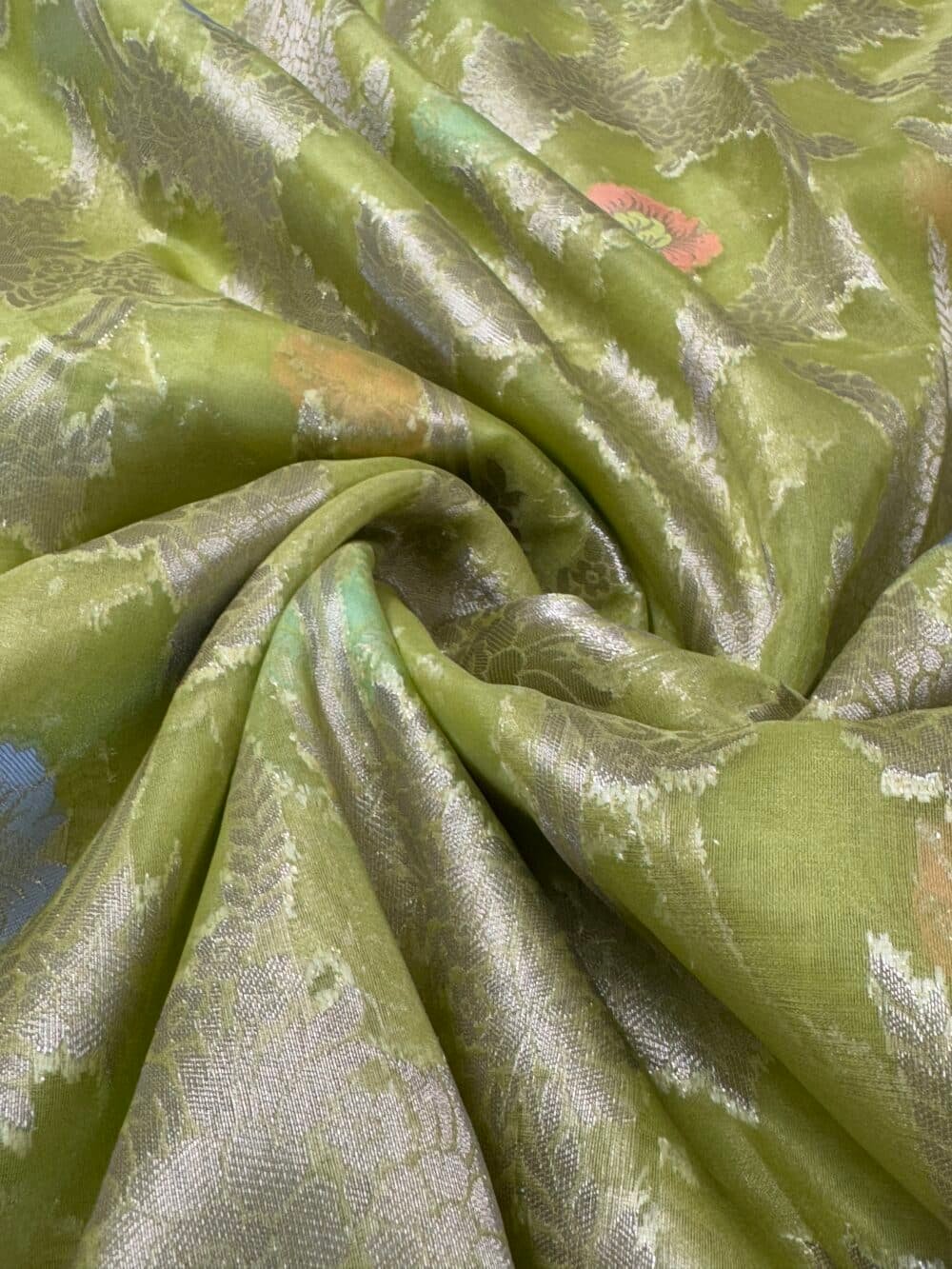 Pure Organza Silk Saree - Green - Image 4