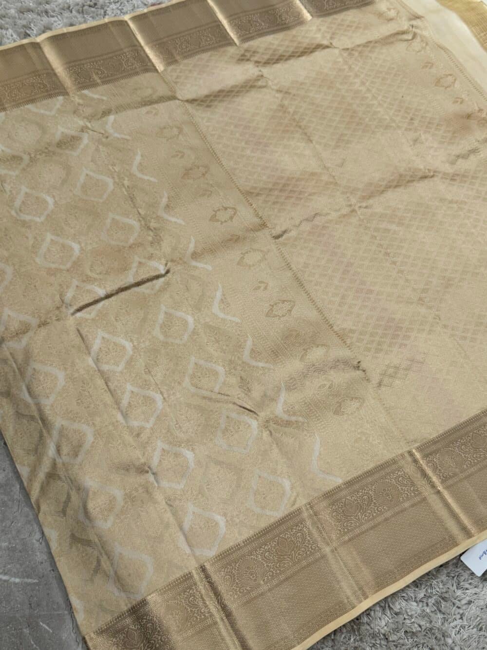 KANJIVARAM PURE SILK SAREE - Fully Brocade Saree in Half white - Image 3