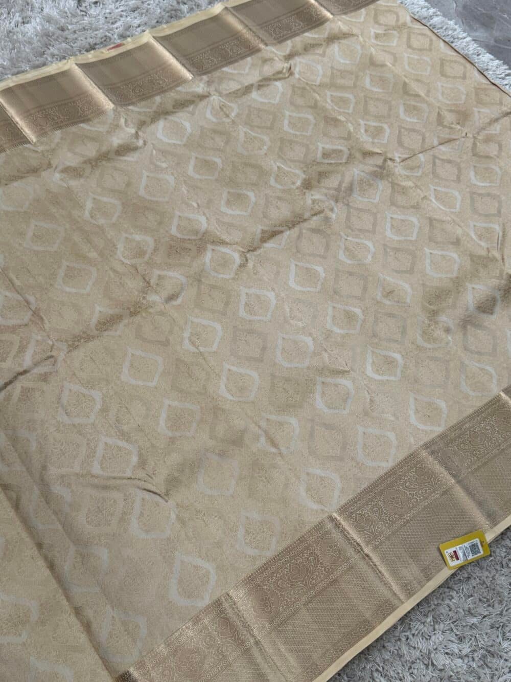 KANJIVARAM PURE SILK SAREE - Fully Brocade Saree in Half white - Image 6