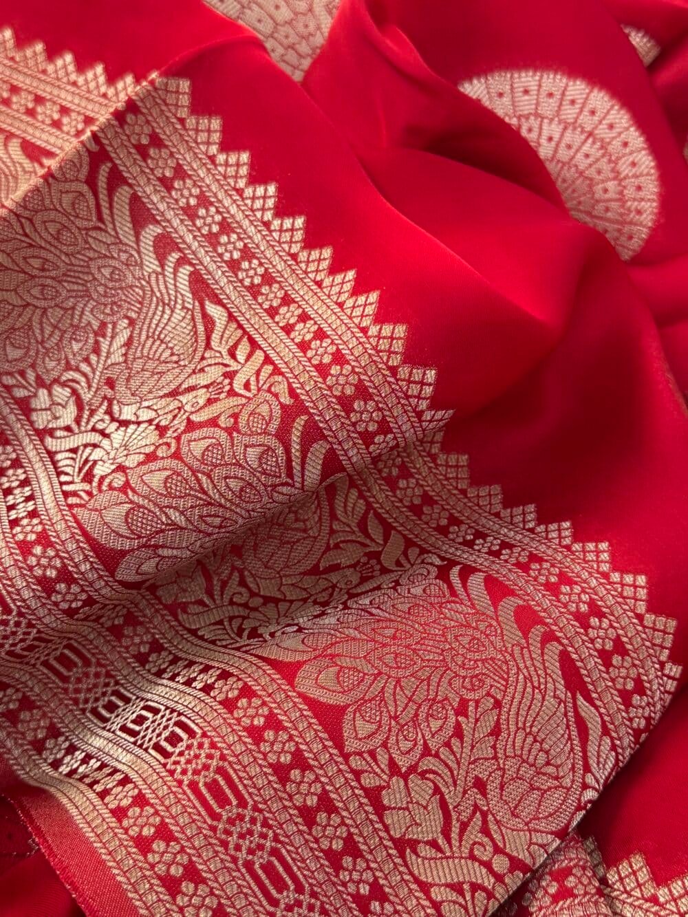 Pure Satin Silk Banarasi Saree - Kanchi Australia's Exclusive - Red - Image 10