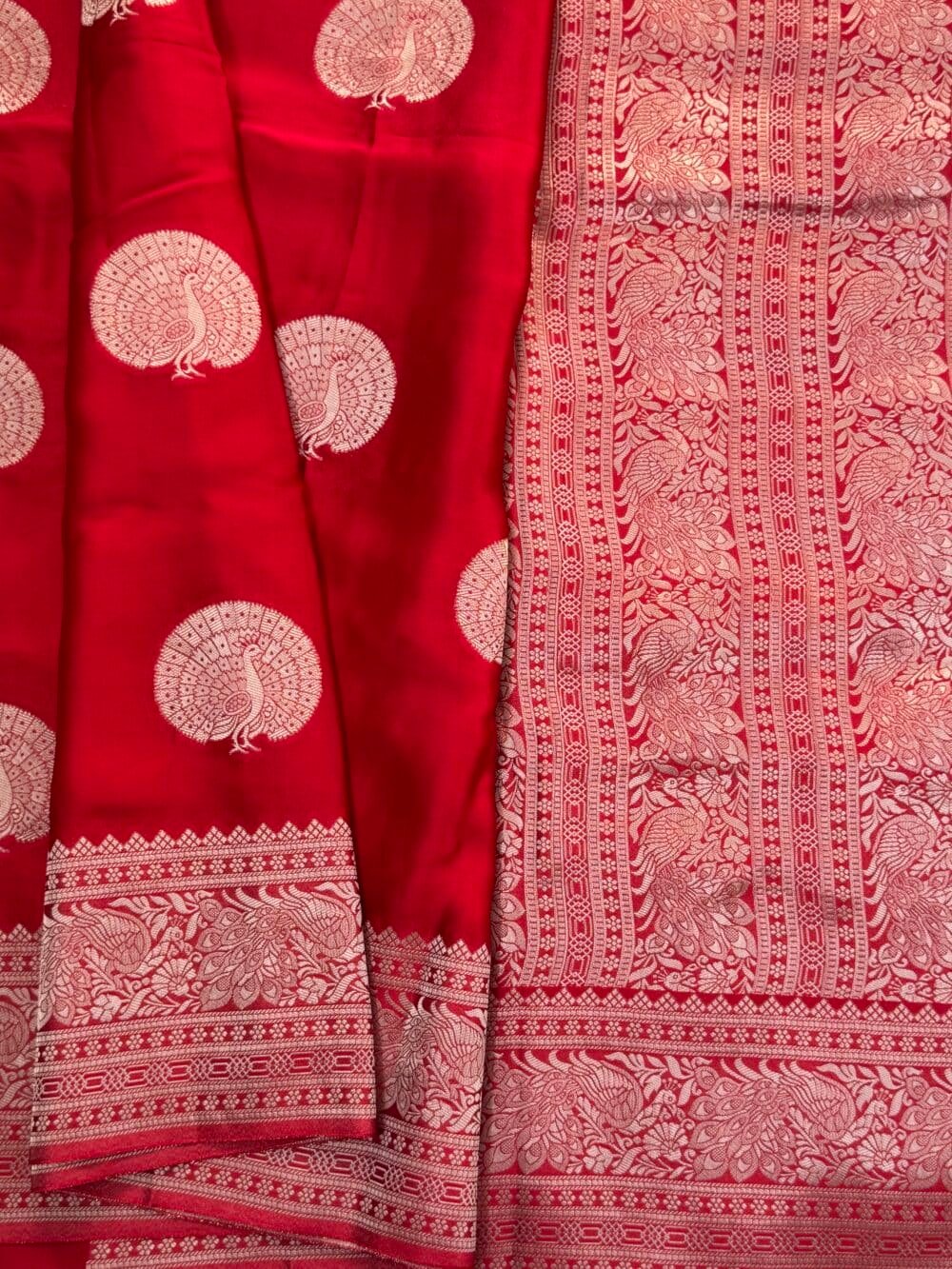 Pure Satin Silk Banarasi Saree - Kanchi Australia's Exclusive - Red