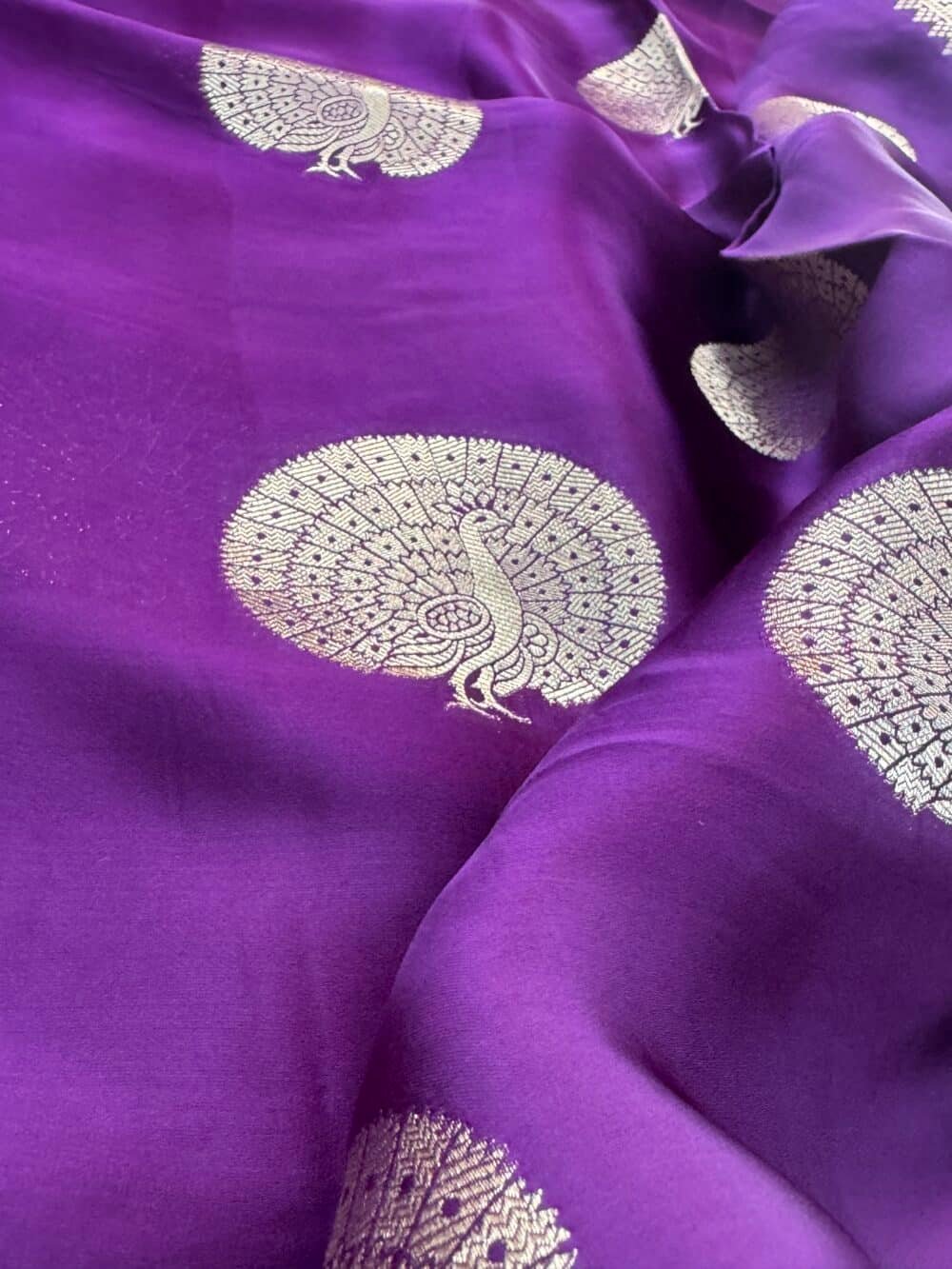 Pure Satin Silk Banarasi Saree - Kanchi Australia's Exclusive - Royal Purple - Image 6